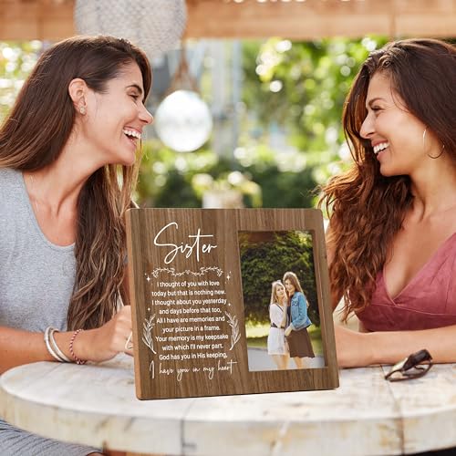 Memorial Pictures Frame, Sister I Have You In My Heart Photo Frame, Sympathy Gifts For Loss Of Sister, Farmhouse Home Living Room Bedroom Decoration -b40