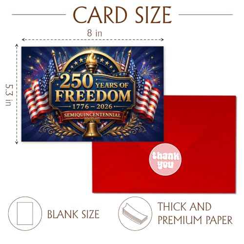 250th Anniversary Card Freedom Torch Flag America Patriotic Gift | 250th Anniversary Freedom Card with American Flags and Liberty Bell for 4th of July Celebration and Patriotic Events - color: ame14