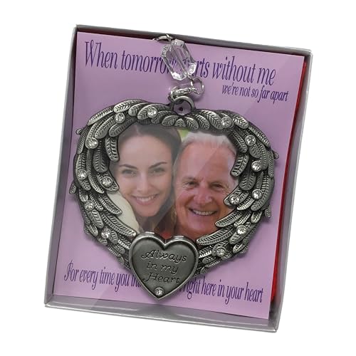 Sympathy Memorial Wind Chime & Photo Ornament Gift Set – “I Thought of You with Love Today” Engraved Chime – Angel Wings “in Loving Memory” Picture Ornament -2” Photo – Bereavement & Funeral Gift