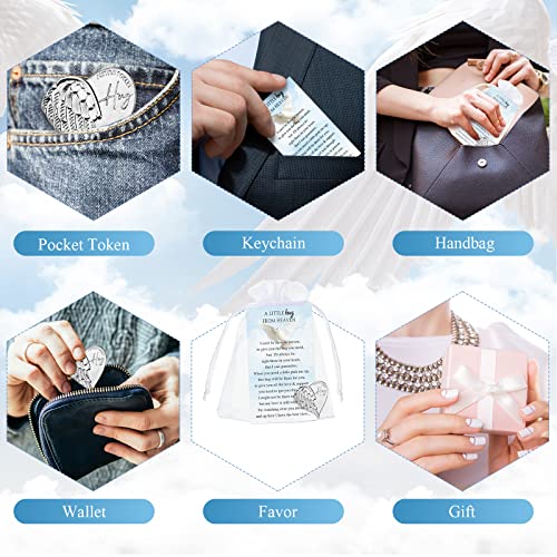 Fumete 60 Sets Funeral Favors for Guests Celebration of Life Decorations Heart Pocket Hug Token Angel Coins and Memorial Prayer Cards Funeral Decor Sympathy Gifts (English) - style: English