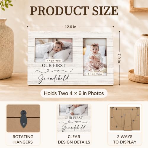 First Grandchild Double Picture Frame 4x6, Baby Two Photo Frame - color: color-2