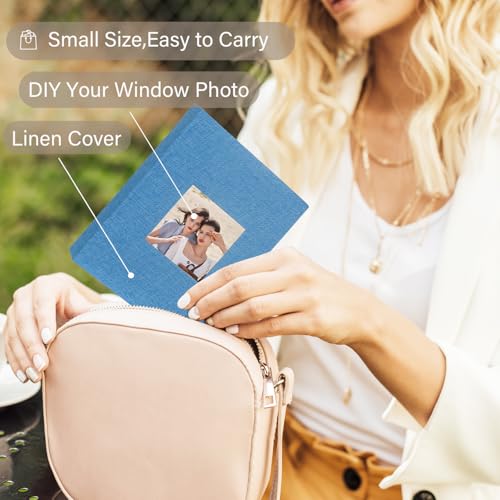 Artmag Mini Photo Album 4x6 50 Pockets 2 Pack, Linen Cover with Front Window Album Each Holds 52 Vertical Photos for Family Wedding Baby Children (Teal) - color: Teal, size: 50 Pockets/2PKS
