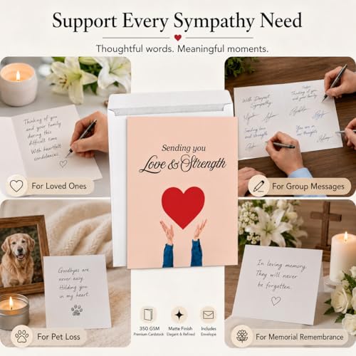 Andaz Press Jumbo Sympathy Card with Envelope, Sorry For Your Loss Card, Sending You Love & Strength, Loss Of Pets, Condolences Card with Big Blank Space to Send to Friends, Family, 8.5" x 11", 1-Pack - color: Sending You Love & Strength