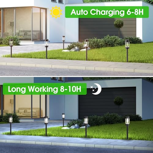 Eyrosa Solar Pathway Lights Outdoor Waterproof, 12 Pack, Cool White - color: Cold