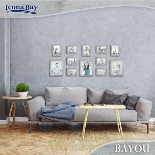 5x7 Azure Gray Picture Frame, Cape Cod Style, Table Top, Wall Mount, Bayou - size: 5x7