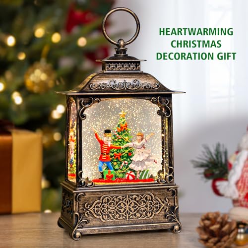 Christmas Snow Globes Lantern with The Nutcracker Music, Nutcracker Snow Globe with Swirling Glitter Effects, USB/Battery Powered with 6-Hour Timer, Christmas Decorations - color: Nutcracker