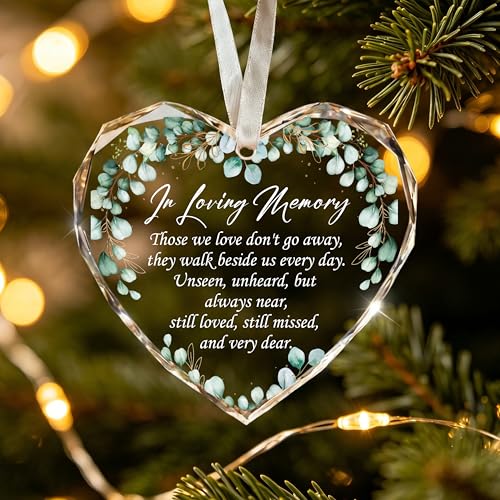 Memorial Gifts Glass Ornaments for Loss of Loved One, Heart Shape Ornament | Glass Memorial Ornament, Funeral Memorial Gifts Small,Remembrance Sympathy Present