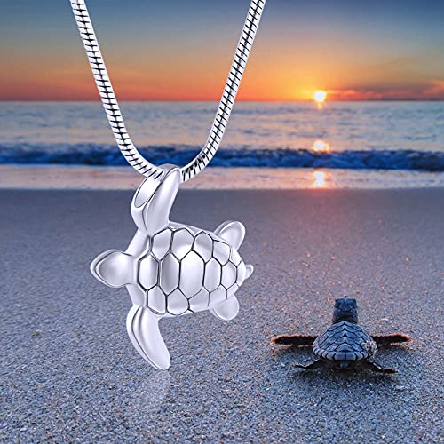 Imrsanl Sea Turtle Cremation Jewelry for Ashes Urn Necklace of Loved One - color: Silver
