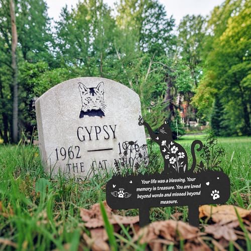 Cat Memorial Grave Stakes - Metal Loss Pets Cemetery Markers - style: Cat