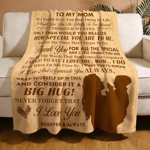 to My Mom Blanket, I Love You Mom Throw Blanket, Soft Flannel Blanket for Mother's Day, Christmas, Valentines, Birthday Gift & Bed, Couch, Living Room Use 50x60 Inch - color: Mom-3
