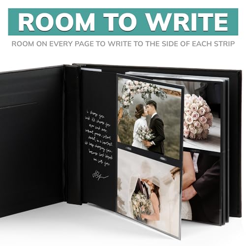 pbf Scrapbook Photo Album, Guest Book with Photo Insert, Black Scrapbook with Plastic Sleeves & Black Pages, Album for 4x6 Photos, Memory Book, Wedding