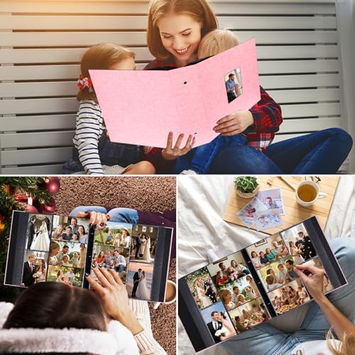 Ruibytree Extra Large Capacity Photo Album 4x6 Pictures 1000 Pockets, Pink | Linen Cover, Horizontal & Vertical 4x6 Photos, Removable Acid-Free Pages, Front Display Window, for Family, Wedding & Travel - color: Pink