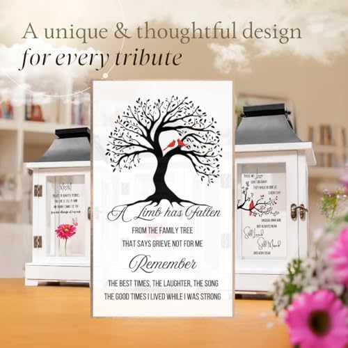 Memorial Lantern with Photo Frame & Keepsake Drawer | Sympathy Gifts for Loss of Loved One, Mom, Dad, Husband, Father | Bereavement Memorial Gifts | LED Candle with Timer | Grief Gifts by STILLWIND - color: Family Tree / Black