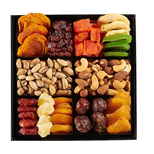 Dried Fruit & Nuts Gift Basket Arrangement Platter, Gourmet Food Snack Box, Gift Basket, Birthday Care Package, Healthy Kosher - Her Him - 12 Snackberry Assortment (Single) - size: Single