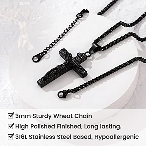 GOLDCHIC JEWELRY Urn Necklaces for Ashes, Stainless Steel Pet/Cross/Birthstone/Tree of Life Personalized Keepsake Memorial Jewelry for Women - color: Cross - Black Plated, style: Personalized Engraving
