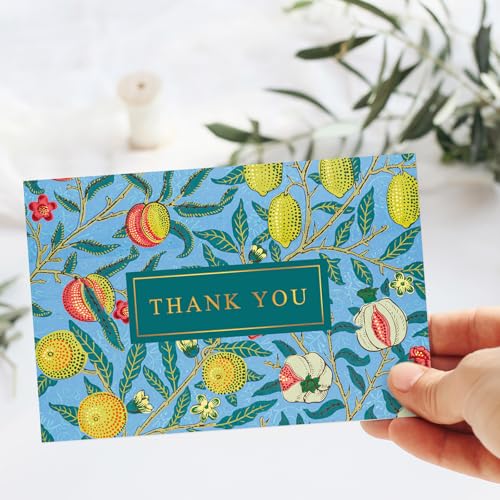 Whaline 24 Pack Lemon Floral Thank You Cards with Envelopes Stickers Blue Green Vintage Flower Greeting Cards Blank Note Card for Birthday Baby Shower Party Invitation Supplies, 4 x 6 Inch - style: Vintage Lemon