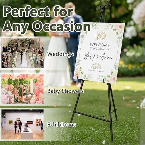 Easel Stand for Sign, 55'' Adjustable Easel Stand for Display, Metal Easel Display Stand Heavy Duty, Black - color: Black