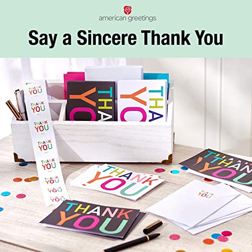 American Greetings 50-Count Blank Thank You Note Cards, Pink Watercolor Brushstroke Design