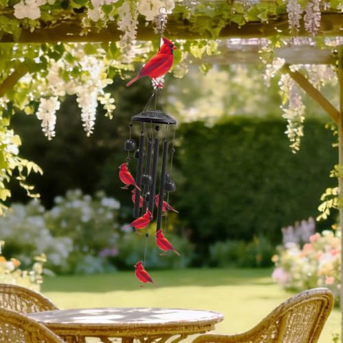 Cardinal Wind Chimes for Outside, Metal Windchimes Outdoors - size: Cardinal