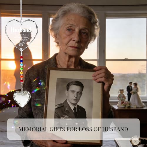 Hegelda Memorial Gifts for Loss of Husband Crystal Suncatcher Ornament - style: HUSBAND