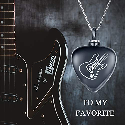 SOULMEET Cremation Jewelry for Ashes, Sterling Silver Urn Necklace for Ashes Women Men, Cherish Memories Cremation Jewelry to Keep Someone Near to You - color: G-Black Guitar
