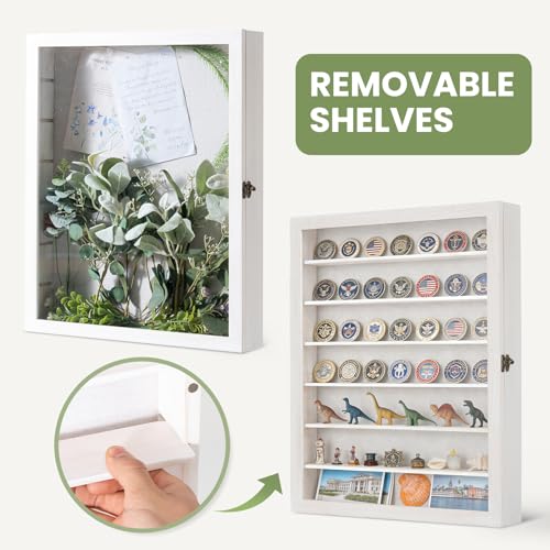 Muzilife 16x20 Shadow Box Wood Picture Frame with Shelves, 2.83 Deep, White - color: White, size: 16"x20" with Shlef
