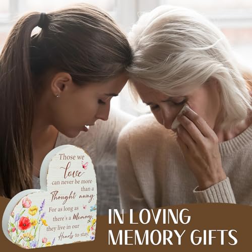 Yookeer Sympathy Gift Memorial Heart Present for Loss of Loved One Bereavement Gift Bereavement Sign Grieving Decorative Plaque for Loss of Deceased Father Mother Son Brother Condolence (Wildflower) - style: Wildflower