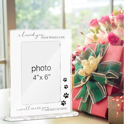 Memorial Pet Loss Picture Frame, Sympathy Bereavement Gifts for Loss of Cat Dog, in Memory of Pet Dog Cat Acrylic Picture Frames 4 x 6 Inch Photo - color: Bereavement Loss Pet