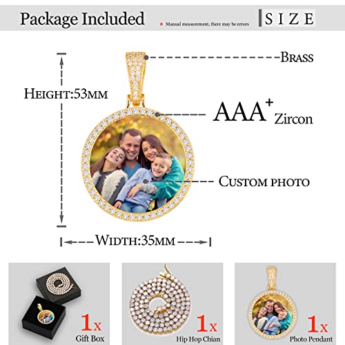 YIMERAIRE Customized Picture Necklace Personalized Circle Chain - color: 01 Circle Pendant(Gold)+Tennis Chain 0171