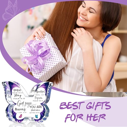 Christian Religious Gifts for Women Birthday, Inspirational Gifts for Friend Mom Sister, Christmas Spiritual Faith Keepsake, Pastor Butterfly Gift Prayer Room Decorative Sign Plaque - style: God Says