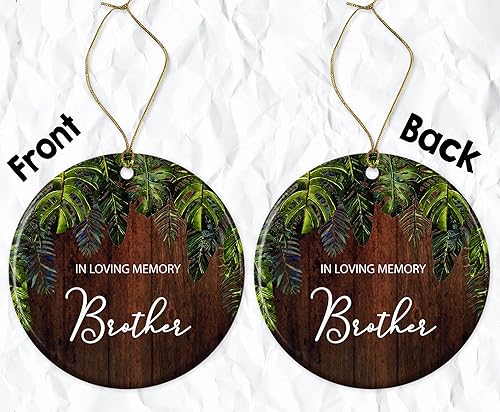 Memorial Heart Ornament - In Loving Memory of Brother - Ceramic Christmas Ornament - size: Printed on Both Sides