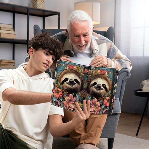 Photo Album 3.5x5 80 Photos Small Capacity PU Leather Cover, Cute Sloth Mini Photo Album 3.5x5 with Elastic band, Birthday Christmas Photo Albums Wedding Anniversary - color: Cute Sloth, size: 3.5*5 Holds 80 Photos