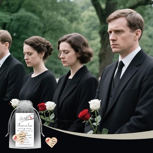 100 Sets Funeral Favors for Guests Memorial Thank You Gifts Celebration of Life Decorations Cardinal Gifts with Heart Pocket Hug Token Funeral Prayer Card and Organza Bag