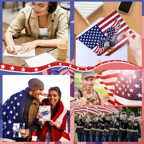 60Set 4th of July Patriotic Greeting Cards 250th Anniversary American Flag