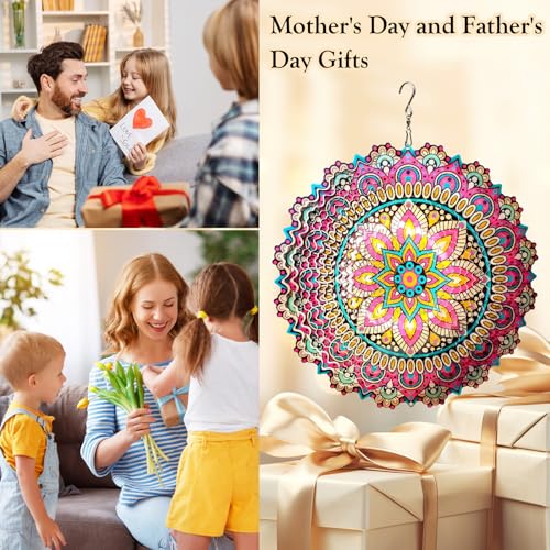Mandala Blossom Wind Spinner - Metal Wind Spinners 12inch Large - color: Mandala Blossom