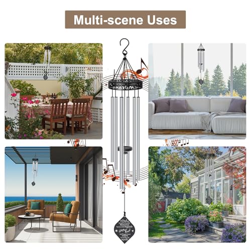 Memorial Gifts for Loss of Dad,32'' Sympathy Wind Chimes Gifts for Loss of Father, Bereavement/Condolence/Remembrance Gift, Windchimes in Memory of Dad - size: F-Silver- Dad