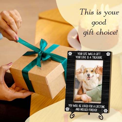 Dog Memorial Picture Frame Pet Memorial Frame, 4x6 Wooden Frame with Stand, Sympathy Gifts Pet Memorial Gifts For Loss Of Pet, Home Office Desk Shelf Decorations -50 - style: Pet Memorial