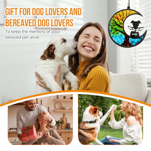 Dog Memorial Suncatcher,Pet Remembrance Gift with Sympathy Card for Loss of Dog,Tree of Life DIY Ornament(Angel Wings) - color: Wing