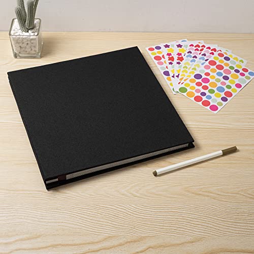 Photo Album Self Adhesive Scrapbook 3x5 4x6 5x7 6x8 Magnetic Album DIY Scrap Book 11x10.6 Inch 40 Black Sticky Pages Linen Cover DIY Photo Album(Black) - color: Black - Black Pages, size: 11"x10.8" 40 Pages