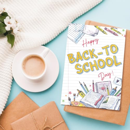 Happy Back to School Day Card for Boys Girls Kids, Cute First Day of School Card, Good Luck School Year Cards for Daughter Son Granddaughter Grandson - color: Back to School Day