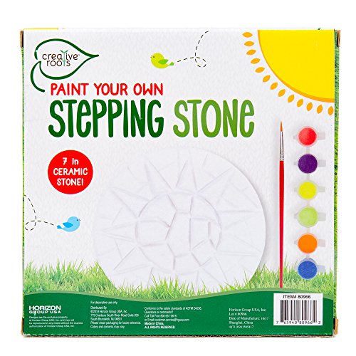 Creative Roots Mosaic Sun Stepping Stone Kit, Includes 7-Inch Ceramic Stepping Stone & 6 Vibrant Paints, DIY Garden Stone for Kids Ages 6+ - style: Sun