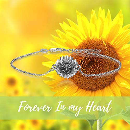 Sunflower/Tree of Life Urn Bracelet for Ashes 925 Sterling Silver Sunflower/Tree of Life Cremation Keepsake Pendant Locket Bracelet for Women Mom - style: Sunflower Urn Bracelet