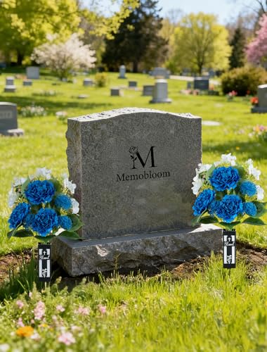 Artificial Grave Flowers for Cemetery: for Fathers Grave, 2 Pcs - color: Blue & White