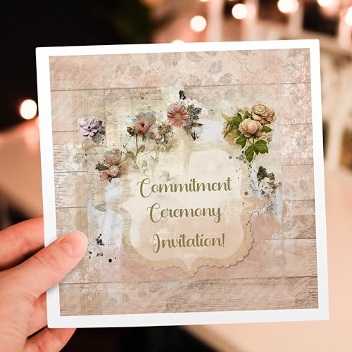 3dRose Greeting Cards - Image of Vintage Commitment Ceremony Invitation - 6 Pack - Commitment Ceremony - size: 6 Greeting Cards with envelopes
