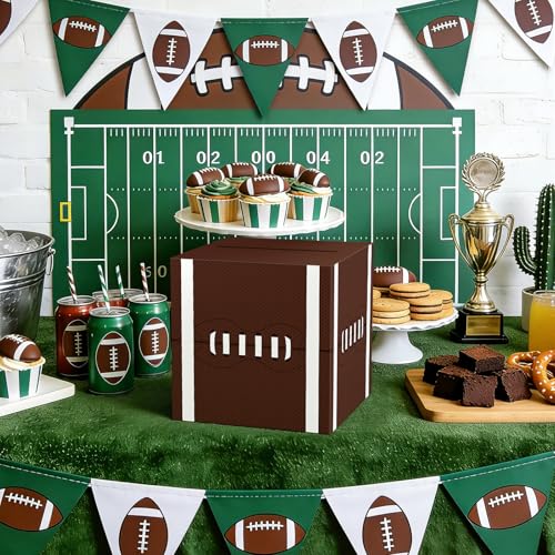 Hxezoc Football Card Box Sports Party Favors Post Box Cardboard Receiving Money Holder for Football Theme Wedding Reception, Baby Showers, Anniversary, Birthday Party, Table Centerpiece Decorations - style: Football