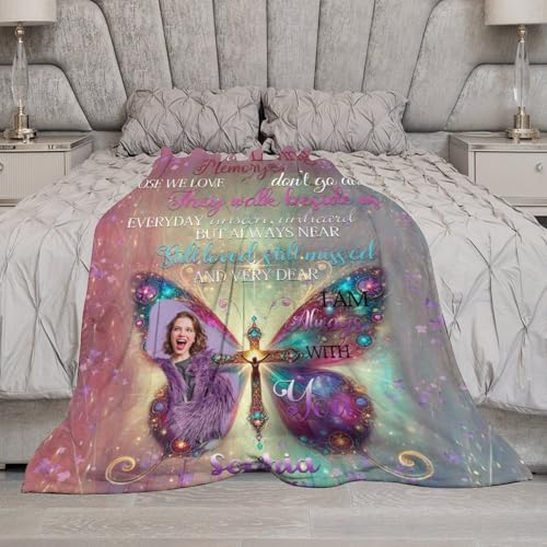 Artsadd Custom Memorial Throw Blanket with Photos, Purple, 30"x40", Polyester, Casual, Lightweight, Perfect for Loss of Loved One, Sympathy Gift, Remembrance, Napping, Camping, Travel, Leisure - color: Memorial-12-103
