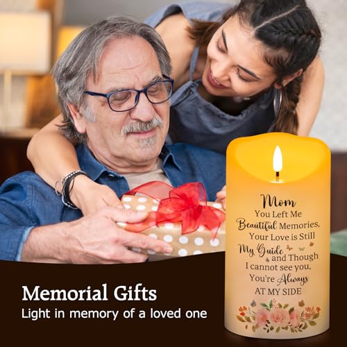 Memorial Candle, Real Wax LED Light with Remote Control, Sympathy Gift for Loss of Loved One or Mother, 4" x 7" - color: Mom