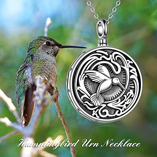 YAFEINI Urn Necklaces Sterling Silver Cremation Jewelry for Ashes of Loved Ones Memorial Keepsake Bereavement Gifts for Women Men - style: Coin-Hummingbird