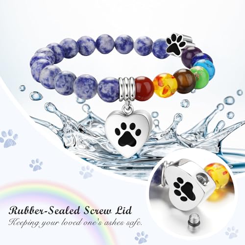abooxiu Cremation Jewelry Urn Bracelet for Ashes Memorial Heart Ashes Keepsake Cremation Ash Bracelets Urn Jewelry for Ashes of Loved Ones for Women - With Me Always - style: Engraved - Pawprint - Rainbow Bridge