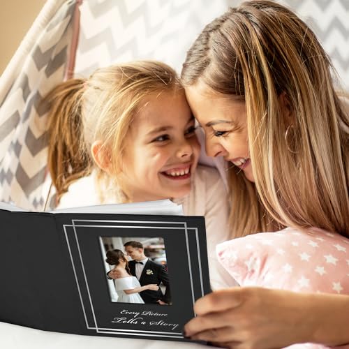 Photo Album 4x6 50 Photos Leather Cover Wedding Photo Albums Extra Large Capacity Picture Book with Beautiful Prints Presents for Wedding Baby Vacation Black - color: Black, size: 50 Pockets